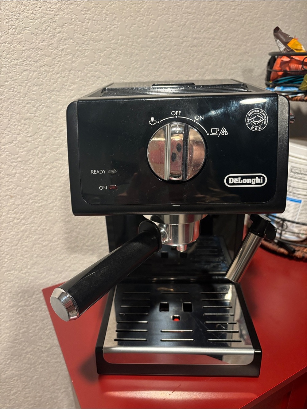 DeLonghi Black Espresso Machine with Steam Wand